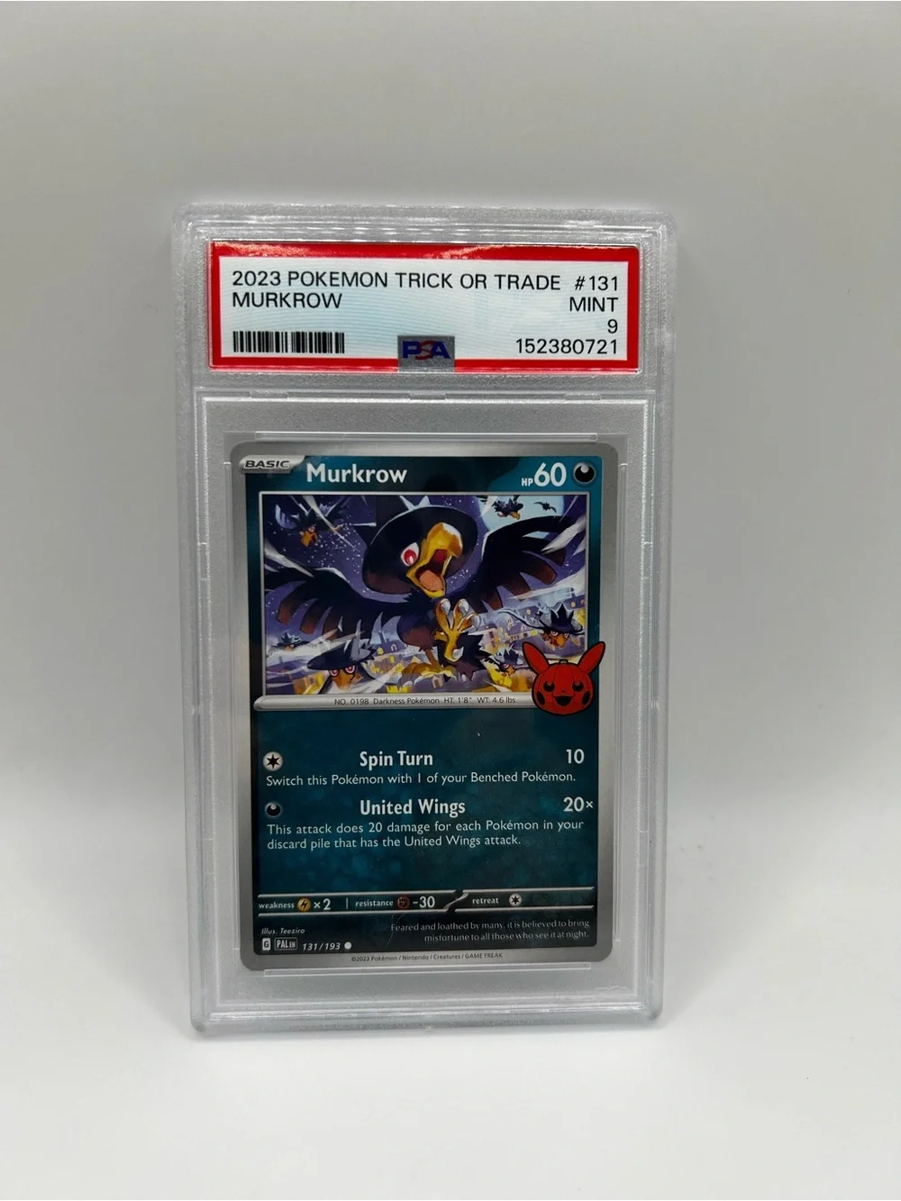 PSA 9 - 2023 Murkrow Pokémon Trick or Trade